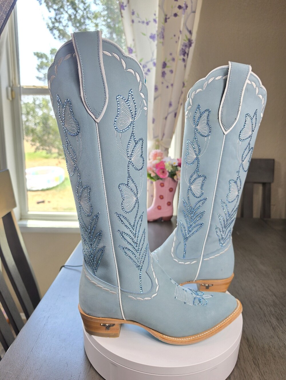 New LANE Sweet Memories Cowgirl Boots With SWAROVSKI CRYSTALS 7.5 - Picture 5 of 8